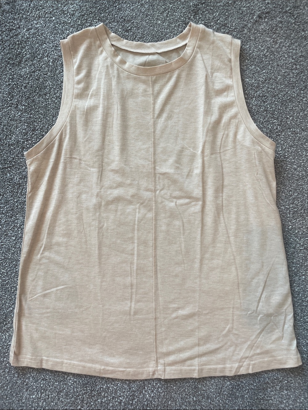 Sleeveless Crewneck Tank Top - Neutral Beige